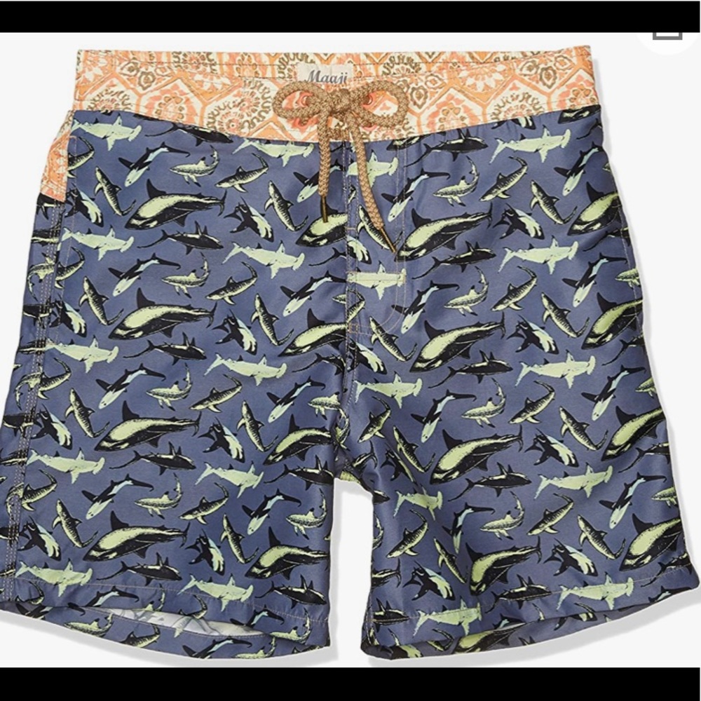 Maaji swimwear rhapsody road sharply sharks men's long trunk